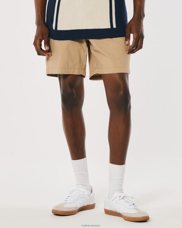 Bottoms Hollister Men Twill Jogger Shorts 7\\ 488201149 Khaki